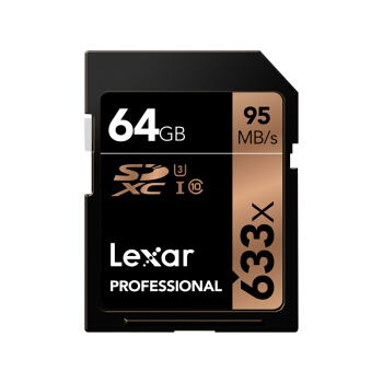 雷克沙lexar sd卡64g 95m/s 633x u3 4k单反相机卡满188.00减5.